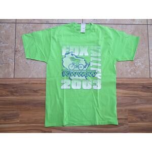 Fox Valley Wisconsin POWWOW 2003 Bicycle Green T-Shirt Double Sided Sz L